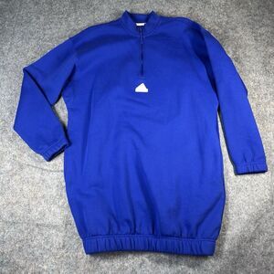 Adidas Multi Sport Sweatshirt Dress Woman's Medium Zip Blue Pullover Garment